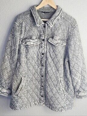 Jane + Delancey 1X Gray Mineral Wash Quilted Snap Front Jacket